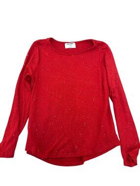 Old Navy Girls Juniors Red Glitter Long Sleeve Shirt XL 14-16
